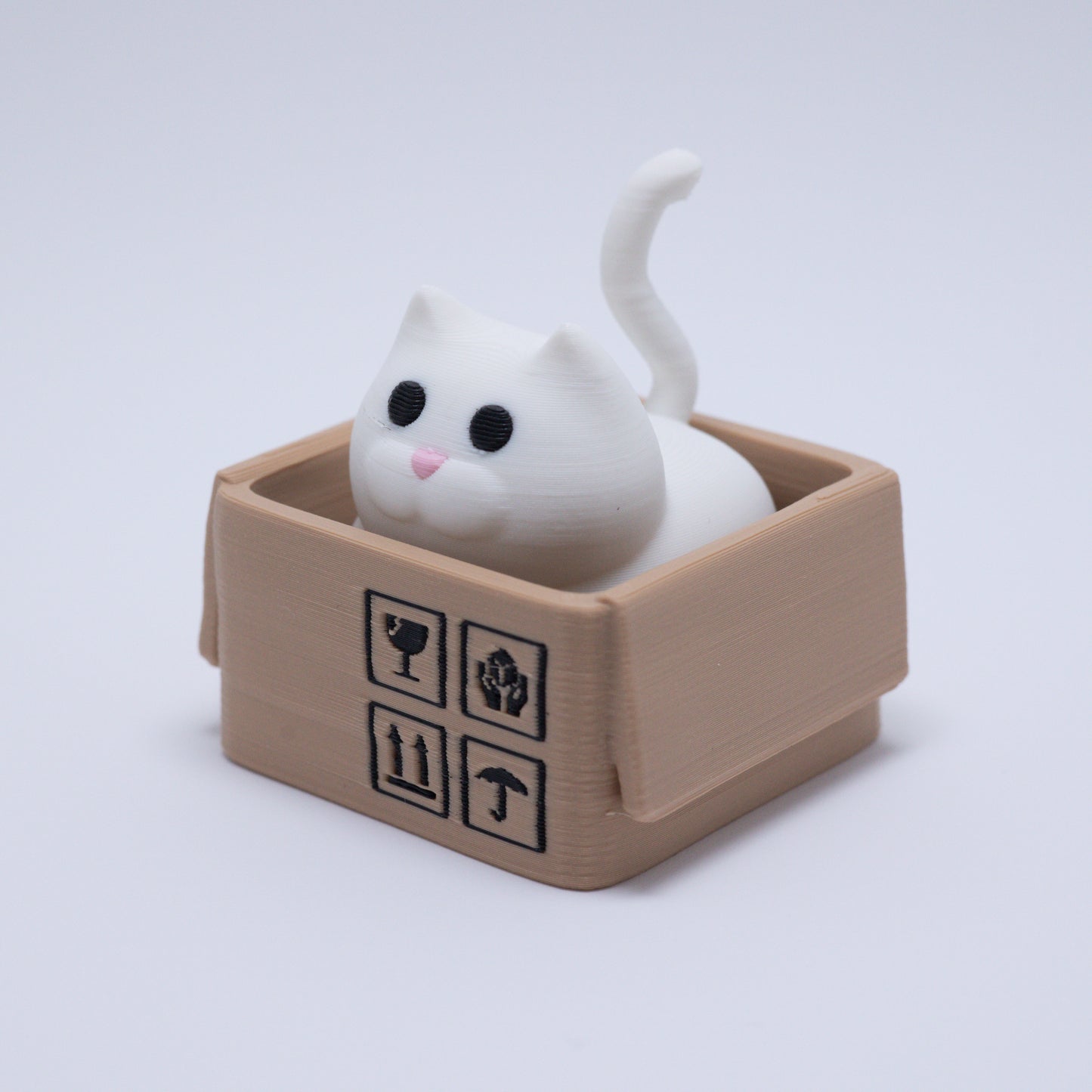 Box Cat Clicker Keychain (White)