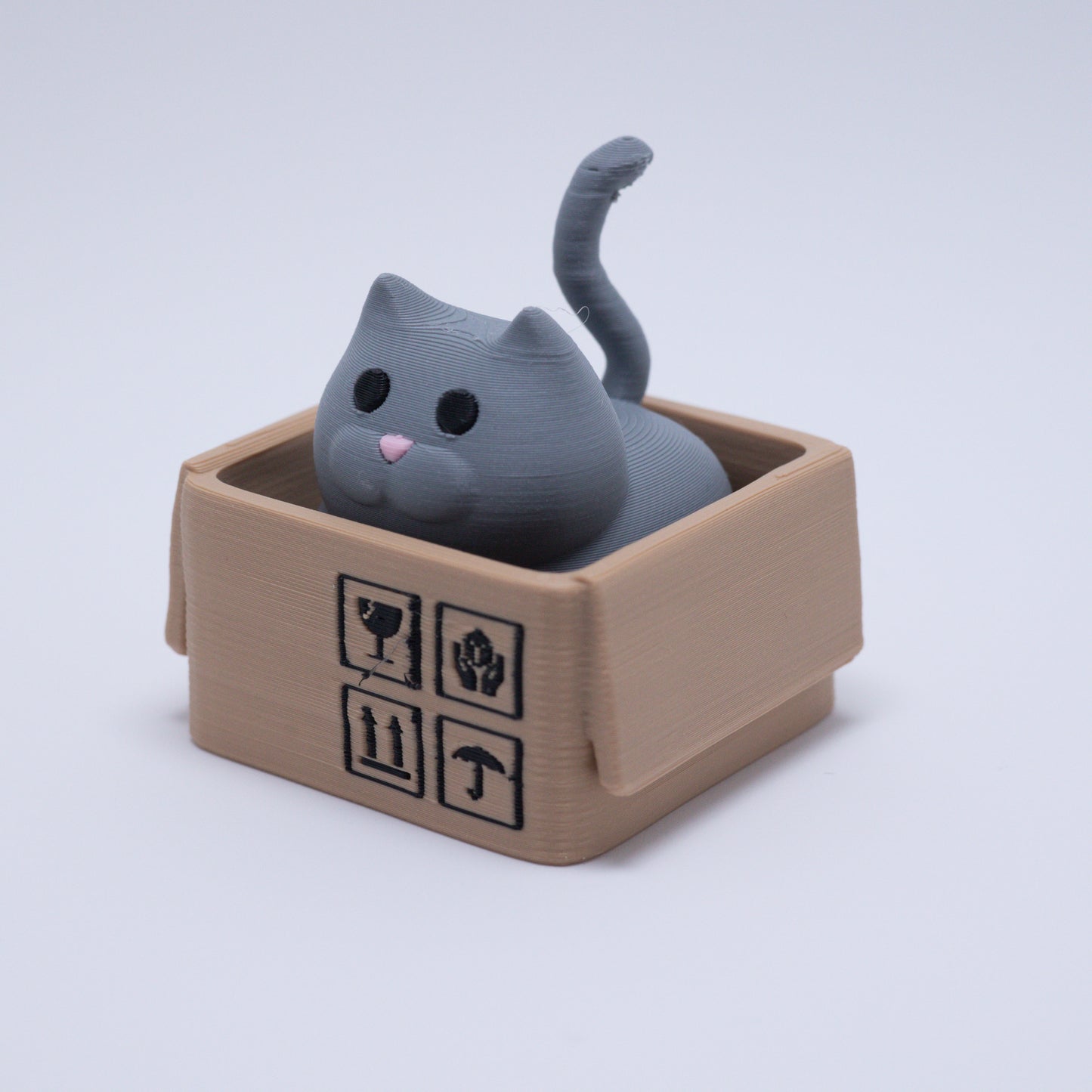 Box Cat Clicker Keychain (Grey)