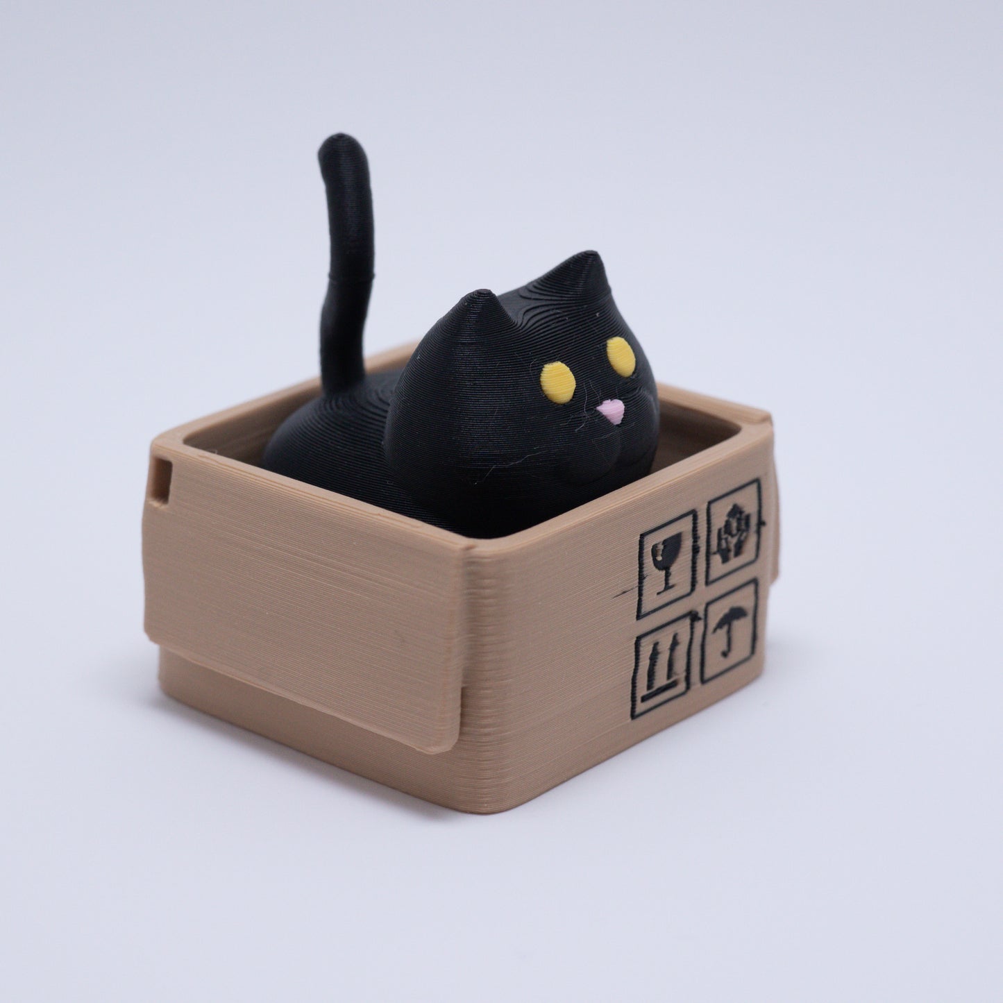 Box Cat Clicker Keychain (Black)