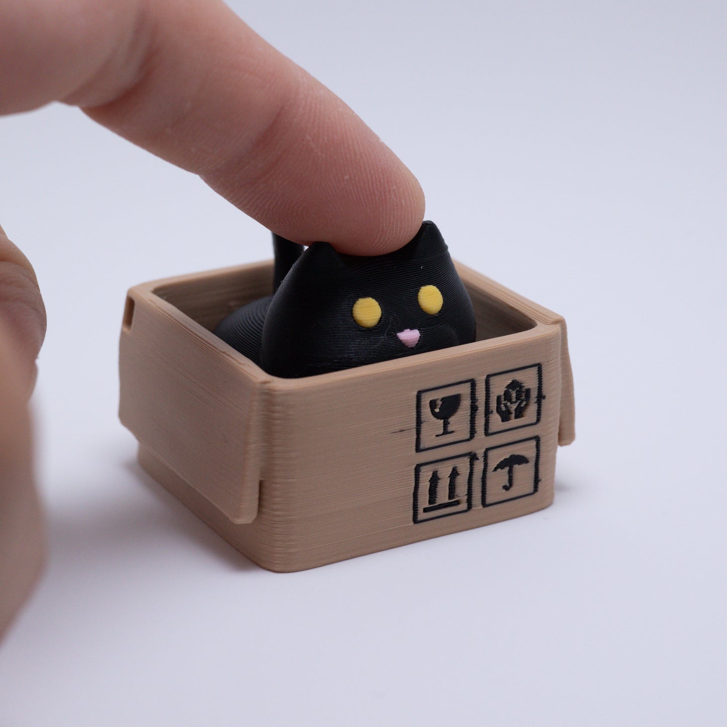 Box Cat Clicker Keychain (Black)
